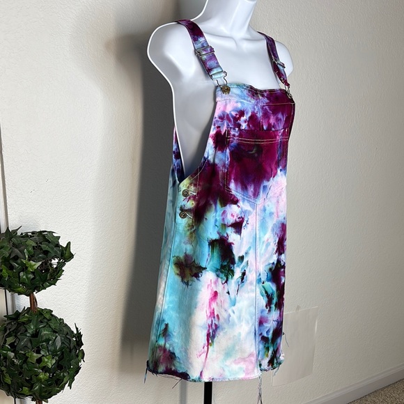 Divided Tie Dye Denim Pinafore Dress - Picture 3 of 10